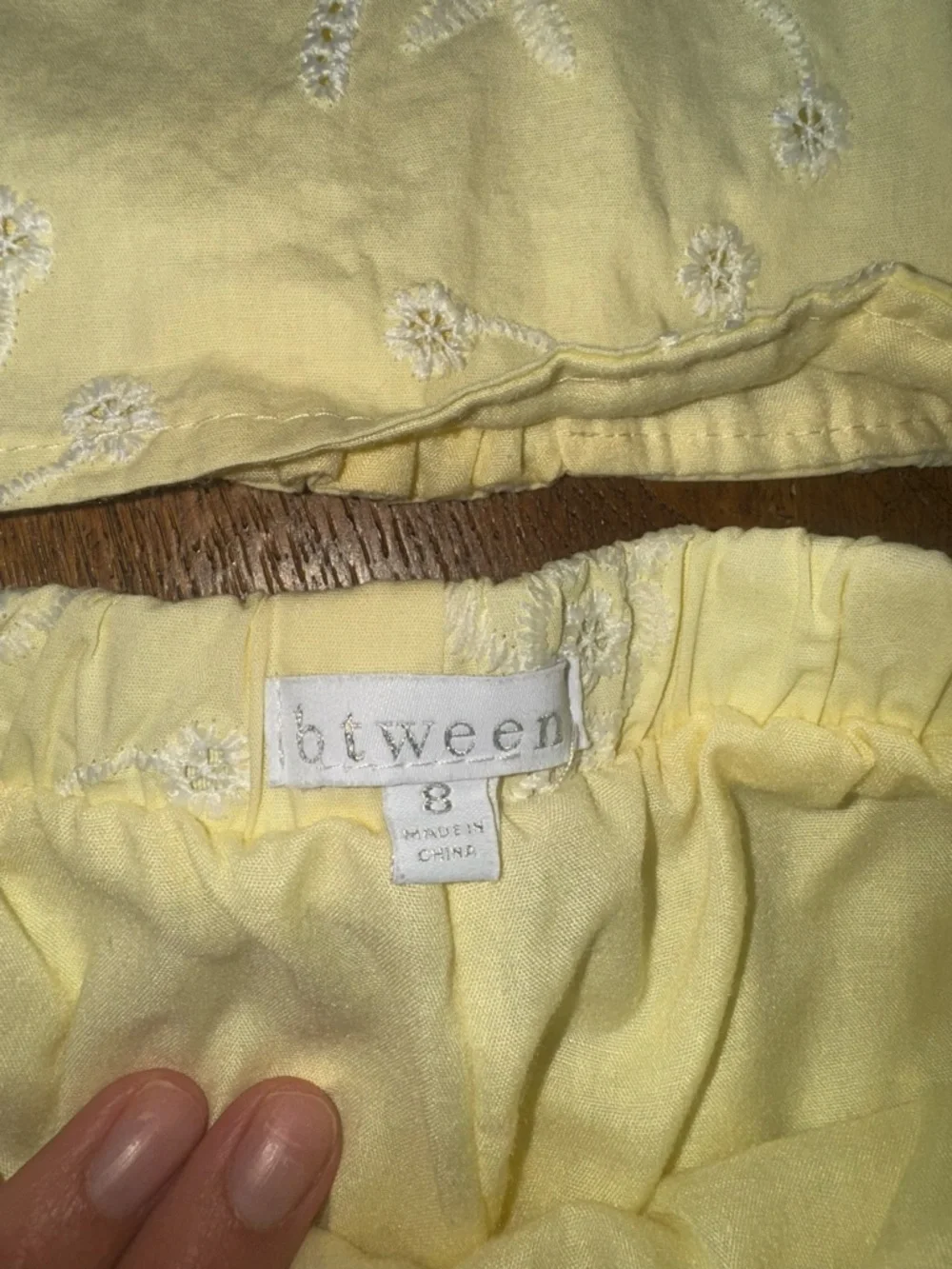 btween Size 8 Light Yellow Eyelet Straight-Leg Pants Set